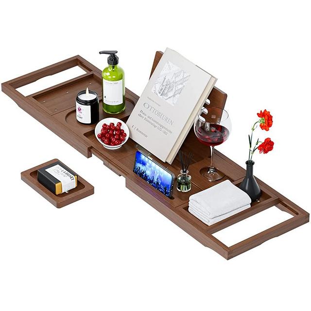 Luxury Bathtub Tray Caddy - Expandable Bath Tray - Unique House Warming Gifts, New Home, Anniversary & Wedding Gifts for Couple, Bridal Shower Gift for Women