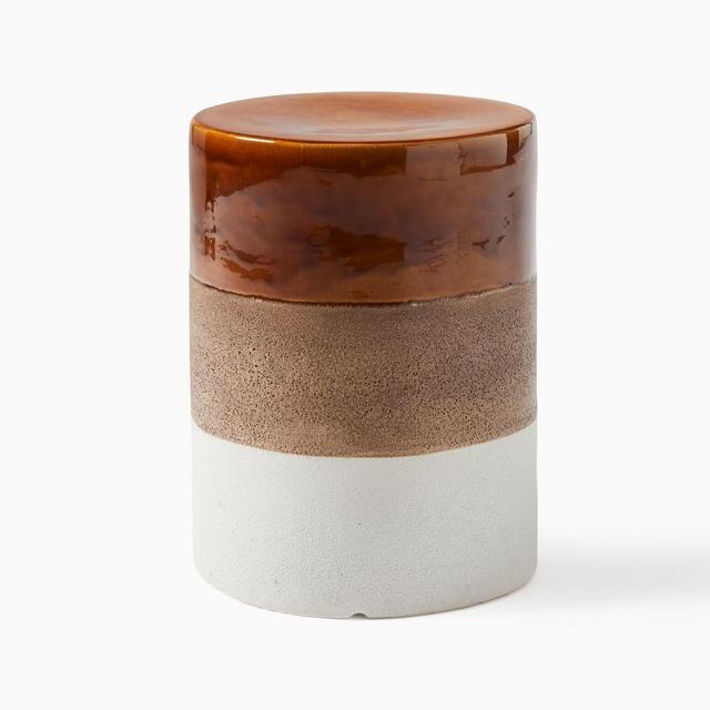 Zoe Round Ceramic Side Table, Neutral