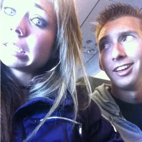 Having fun on the plane from Paris to Venice! 2013