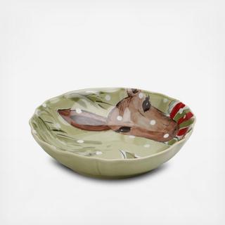 Deer Friends Holiday Small Shallow Bowl, Set of 2