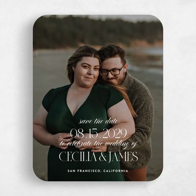 White Rounded Wedding Save the Date - Milan Photo