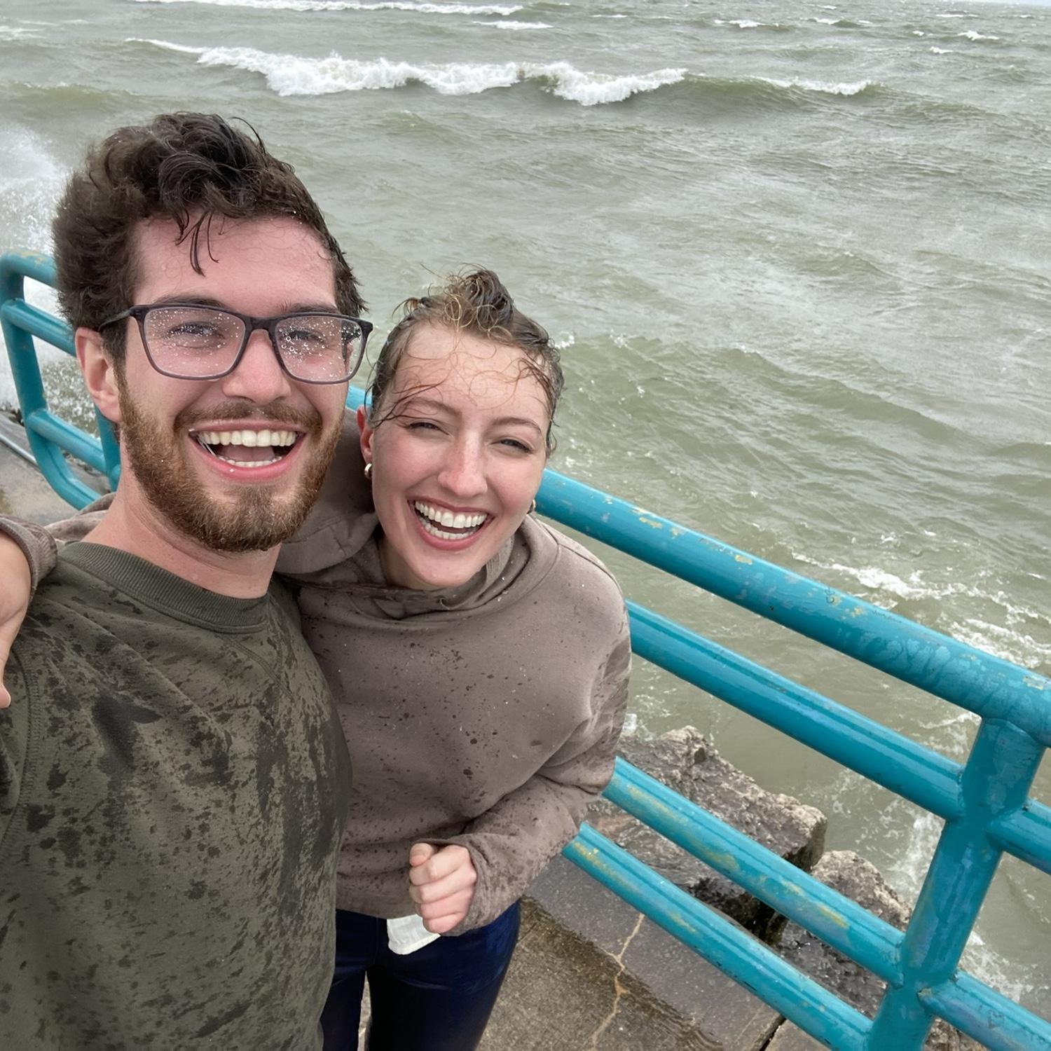 The wind on Lake Huron gave us super cool hairdos.