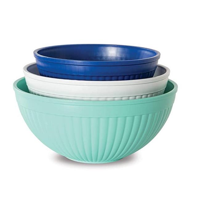 Nordic Ware 69503 Prep & Serve Mixing Bowl Set, 3-pc, Set of 3, Coastal Colors