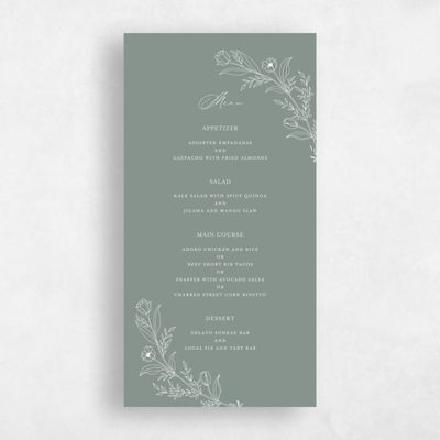 Deep Sage, Green Wedding Menu - Seraphine