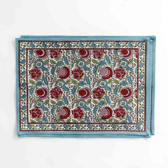 Bohemian Floral Turquoise Placemat | Set of 4