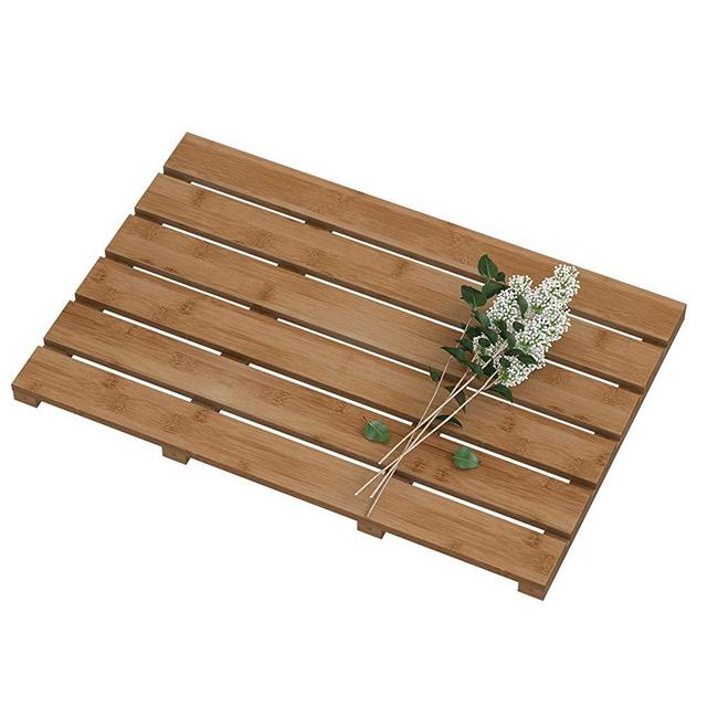 Bamboo Wooden Bath Floor Mat for Luxury Shower - Non-Slip Bathroom Waterproof Carpet for Indoor or Outdoor Use (Walnut)