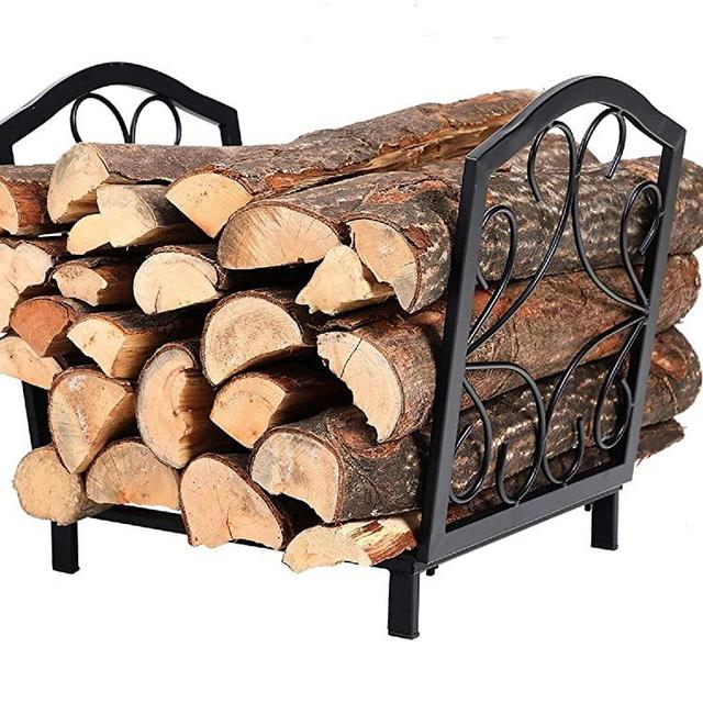 PHI VILLA 17 Inch Small Decorative Indoor/Outdoor Firewood Racks Steel Wood Storage Log Rack Holder