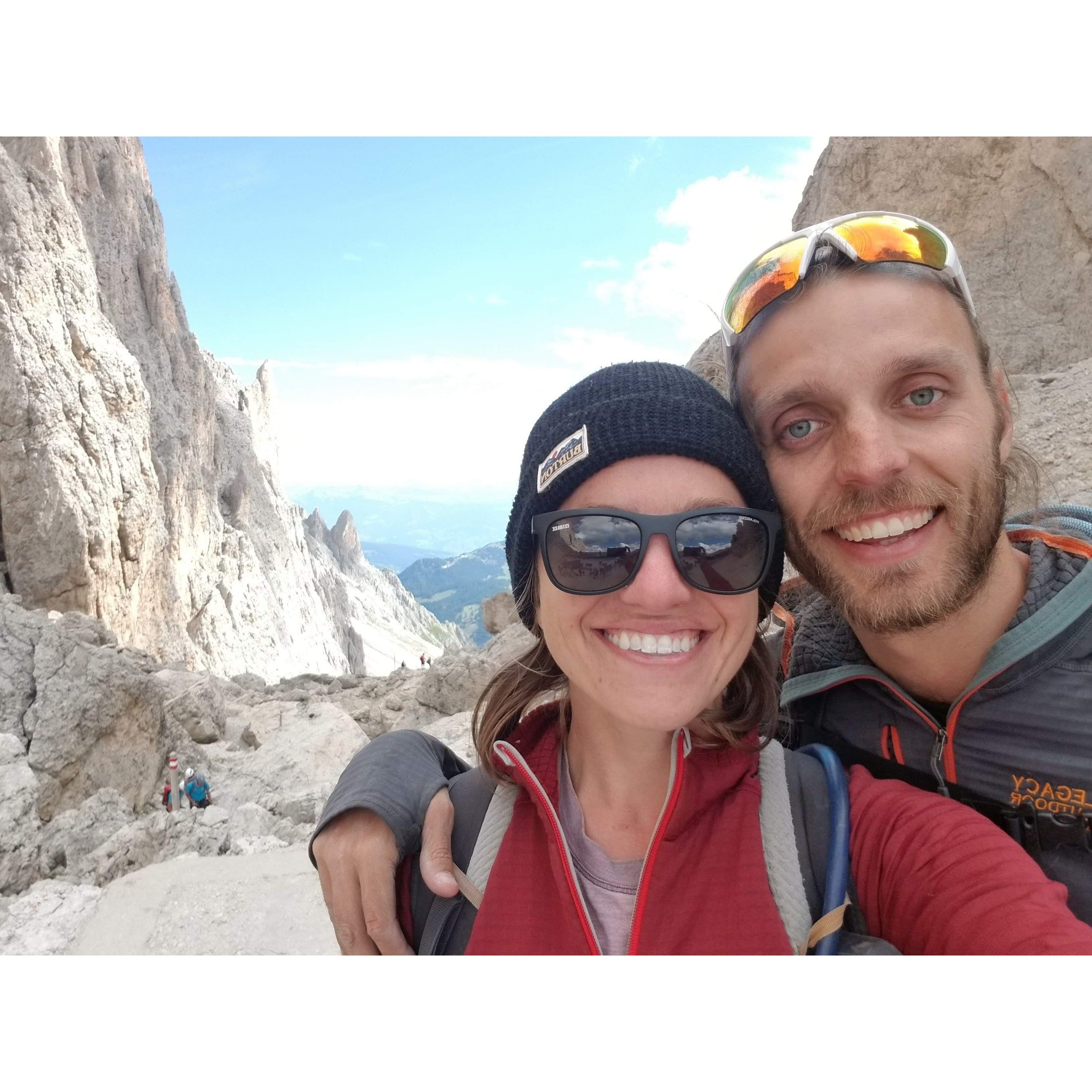 Multi-pitch climbs in the Dolomites, Italy