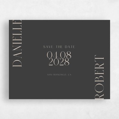 Grey Typography Wedding Save the Date - Falcon Landscape