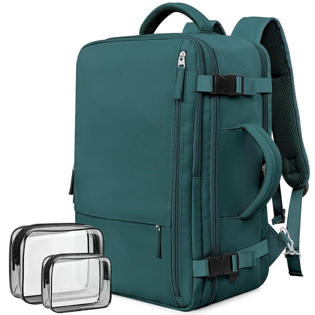 Rinlist Backpack for Traveling Women Men, Flight-approved Carry-on Travel Backpack Bag, Personal Item Backpack Luggage on Airplanes, Travel Essentials, Peacock Blue