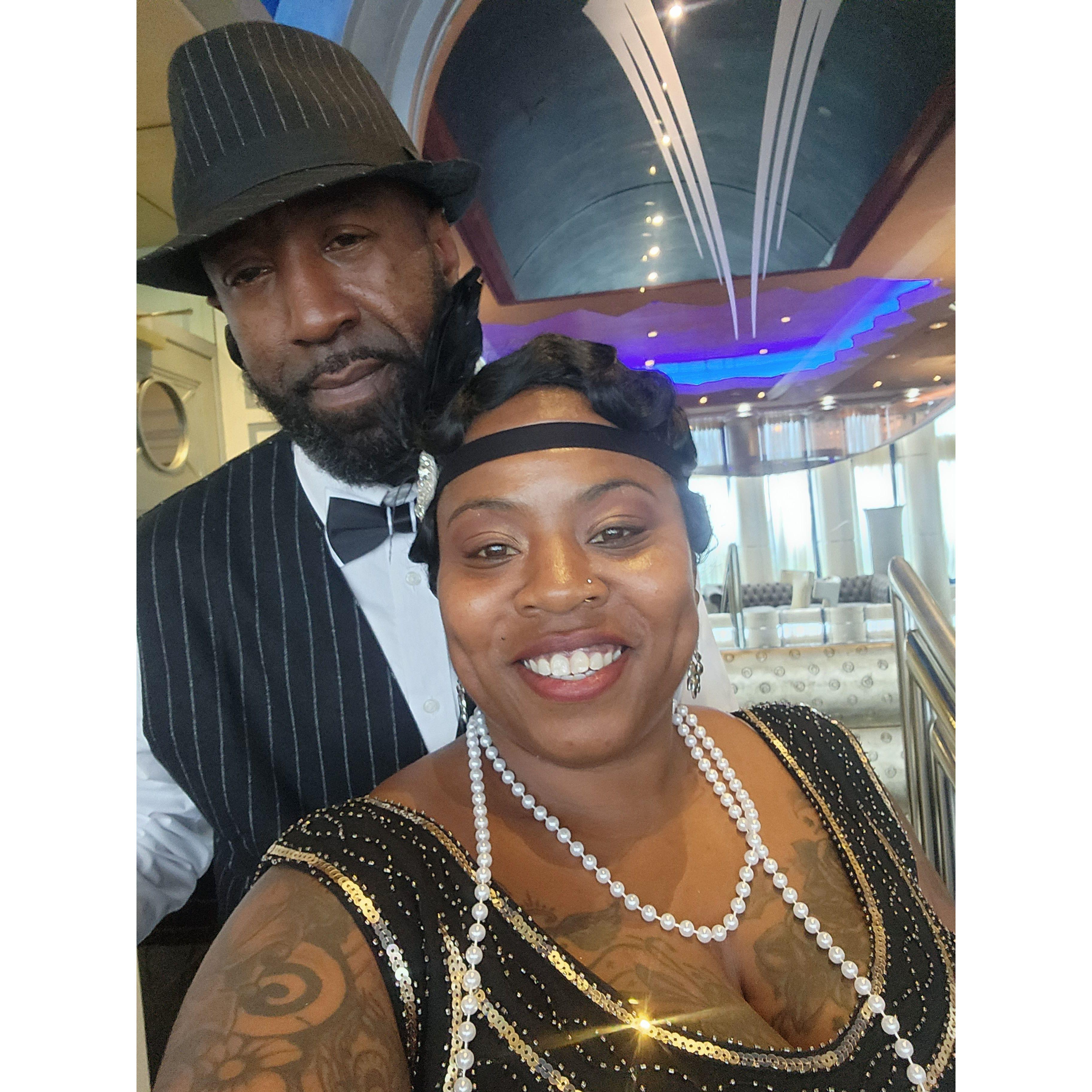 Showing off our 1920's wedding attire