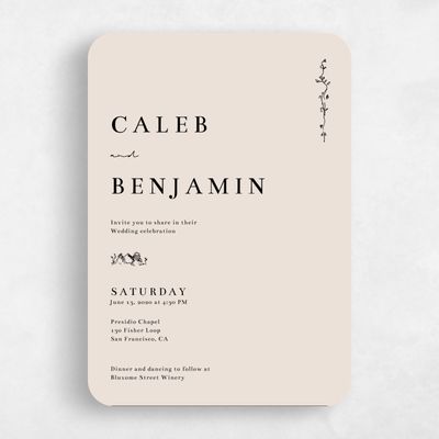 White Rounded Wedding Invitation - Rue Type