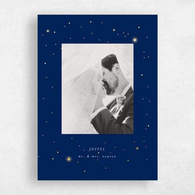 Navy, Blue Holiday Card - Starlight Portrait Foil