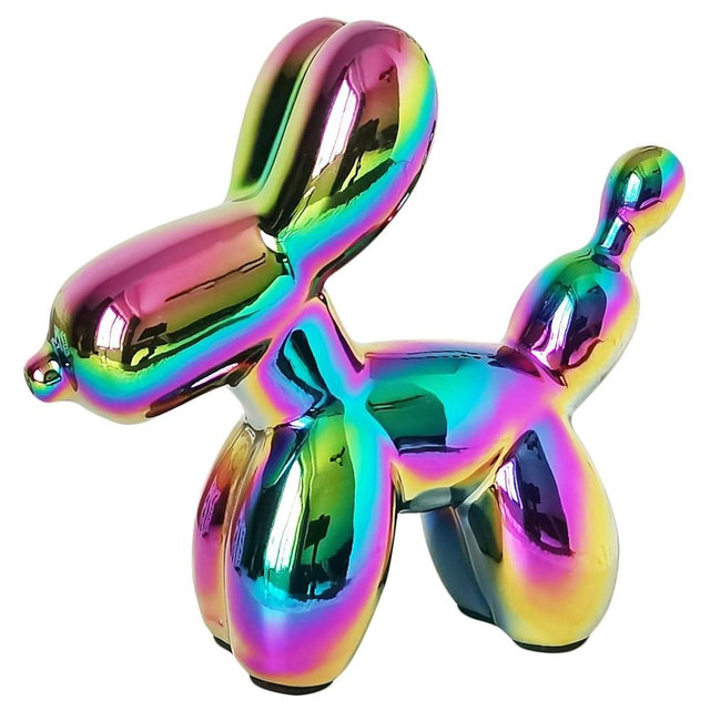 keqmsxi Ceramic Colorful Balloon Dog Decor,Balloon Animal Statue,Living Room Bedroom Bookshelf Sculpture Desktop Office Coffee Table Decor(Medium)