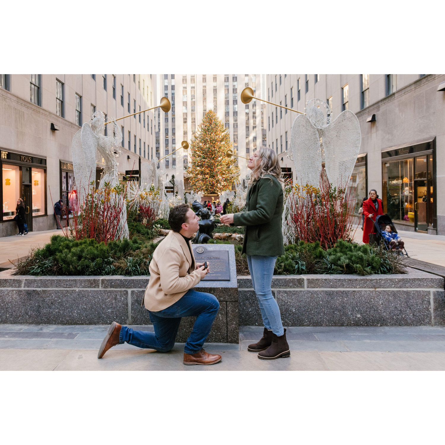 We got engaged surrounded by Evan's family in New York City at The Rockefeller Christmas tree on December 9, 2022!