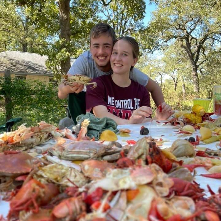 Seafood boil with Kalyn's family! We ate so much crawfish!