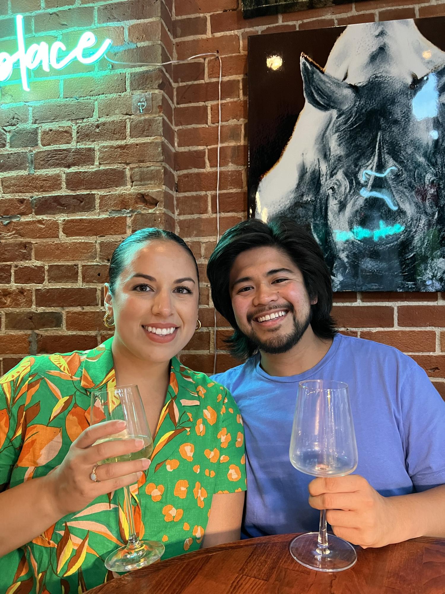 Drinking wine in downtown Evansville