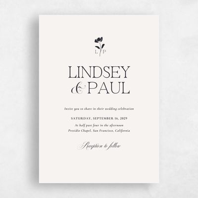 Beige Floral Wedding Invitation - Kendall Portrait