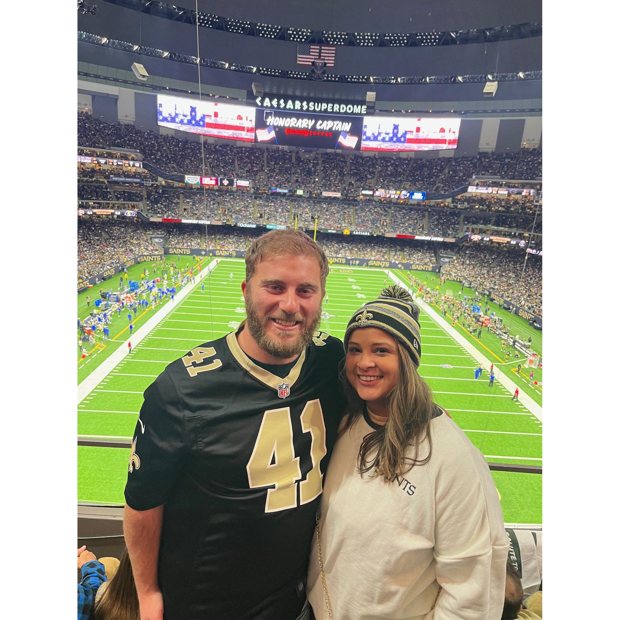 Our first Saints game together! Who dat!