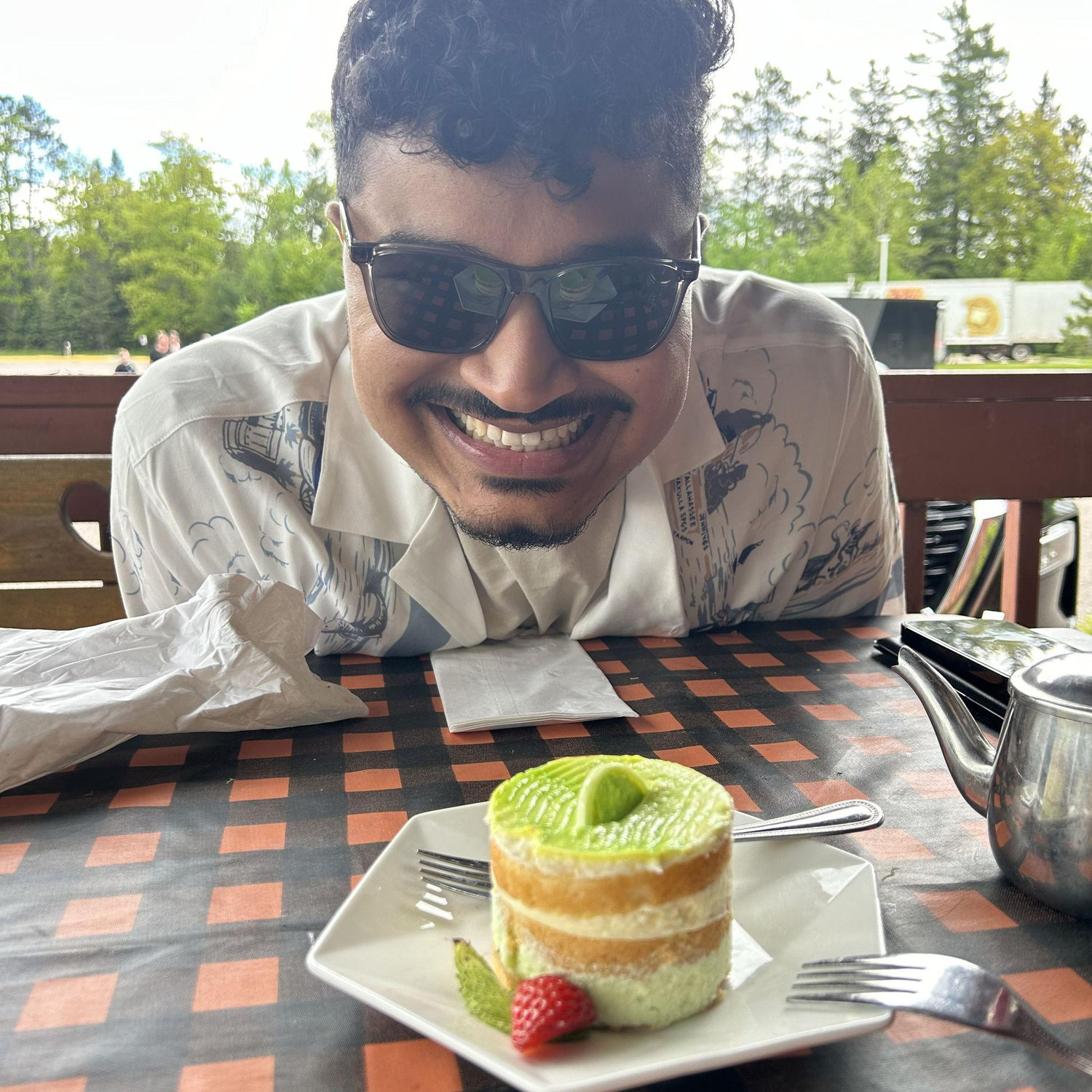 Ninad enjoying Key Lime pie.