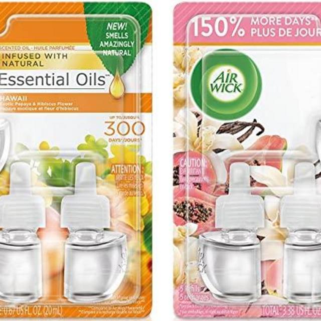 Air Wick plug in Scented Oil 5 Refills, Vanilla & Pink Papaya, (5x0.67oz), Essential Oils, Air Freshener with Plug in Scented Oil 5 Refills, Hawaii, (5x0.67oz), Essential Oils, Air Freshener