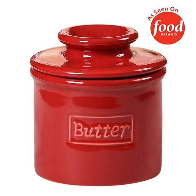 Butter Bell - The Original Butter Bell Crock by L. Tremain, French Ceramic Butter Dish, Café Retro Collection, Maraschino Red