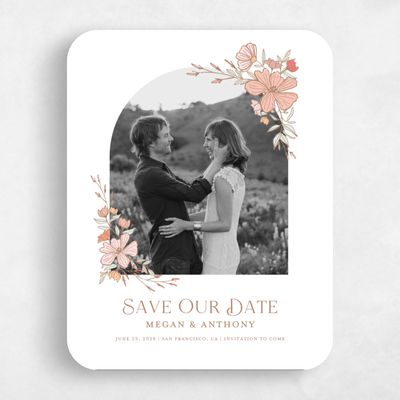 Pink Rounded Wedding Save the Date - Leighton Photo