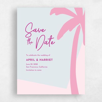 Light Pink Wedding Save the Date - Bahia Portrait