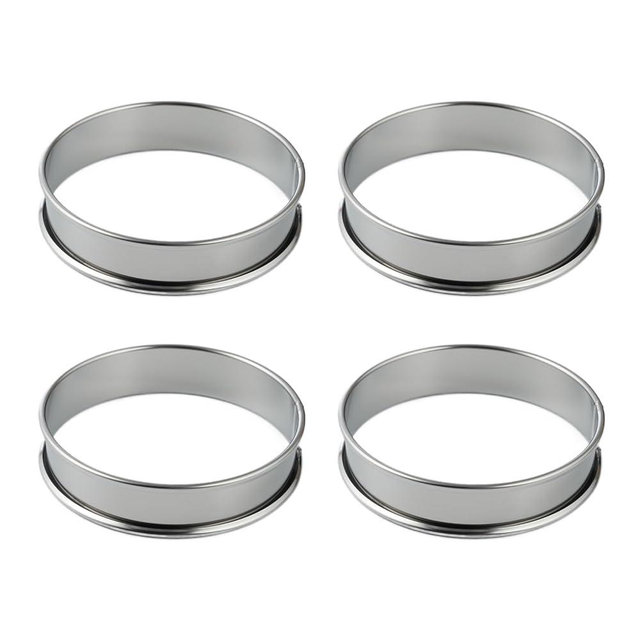 Septe 4Pcs 3.15 Inch Muffin Rings, Stainless Steel Double hemming Crumpet Rings, Ring Molds for Cooking,Tart Rings for Baking, Egg Rings for Frying（Silver)