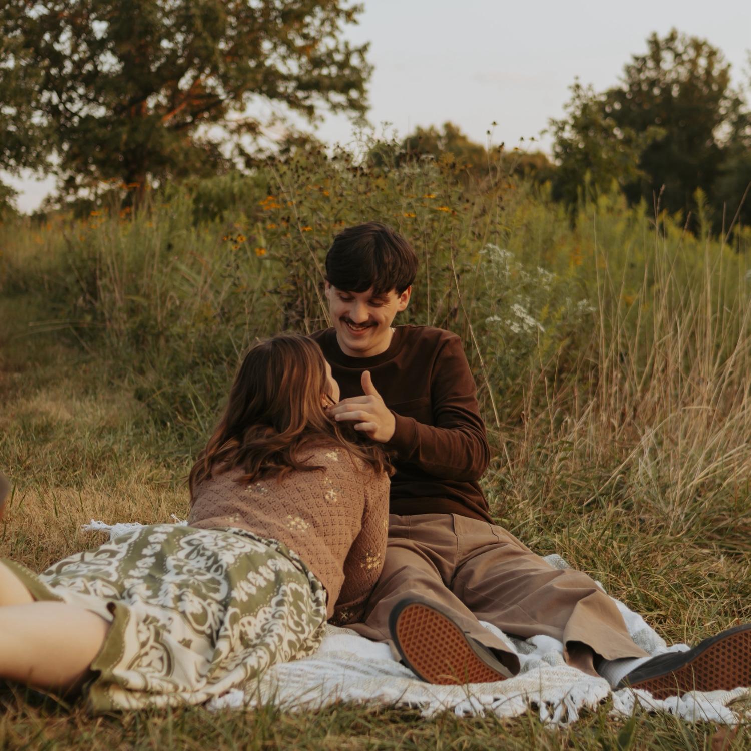 2nd round of engagement photos at Prairie Garden Trust in Missouri