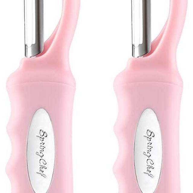 Spring Chef Premium Swivel Vegetable Peeler, Soft Grip Handle and Ultra Sharp Stainless Steel Blades - Perfect Kitchen Peeler For Veggie, Fruit, Potato, Carrot, Apple - Pink Lemonade - Set of 2