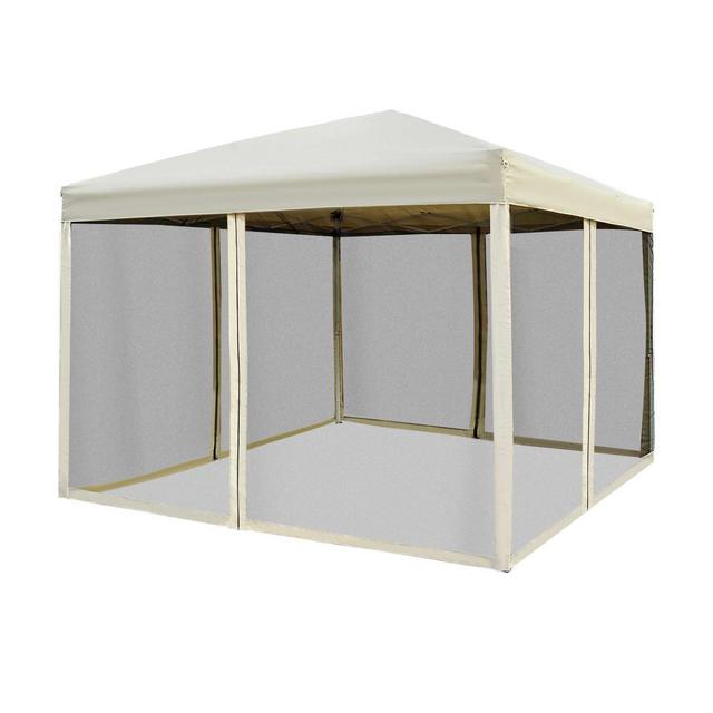Outsunny 10' x 10' Pop Up Canopy Tent with Breathable Mesh Sidewalls, Easy Height Adjustable, Easy Transport Carrying Bag for Backyard Garden Patio
