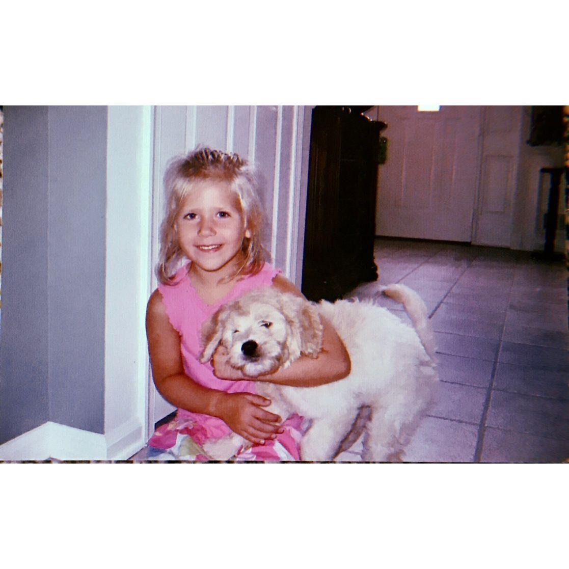 Bride with her childhood dog, Zoe