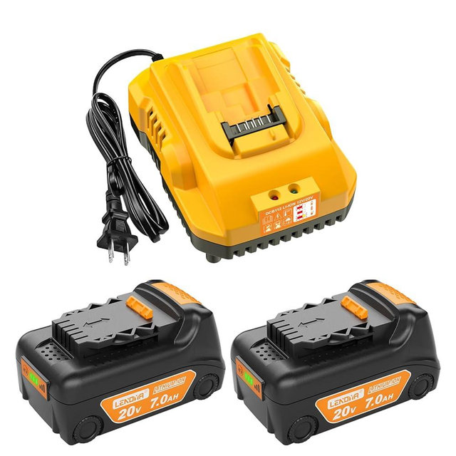 Lenoya 2Packs 7000mAh Replacement for Dewalt 20V Battery with DCB112 Charger Combo