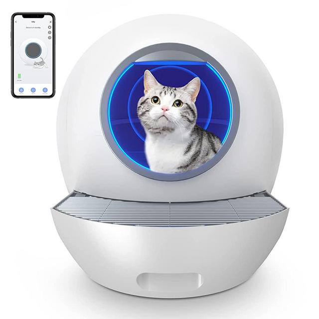 Self-Cleaning Cat Litter Box, Automatic Cat Litter Box APP Control Smart Large Litter Box for Multiple Cats Safety Protection Odor Removal