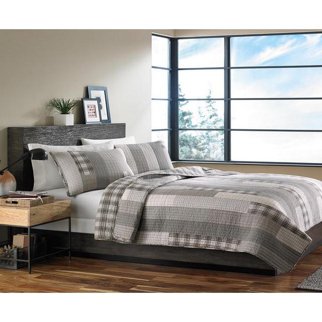 Eddie Bauer Fairview Grey Reversible 3-Piece Full/Queen Quilt Set