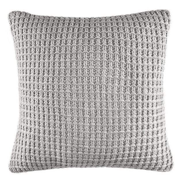 Nautica Home | Fairwater Collection | 100% Cotton Mediterranean Inspired Design Decorative Throw Pillow, Hidden Zipper Closure, Easy Care Machine Washable, 1 Count (Pack of 1), Grey
