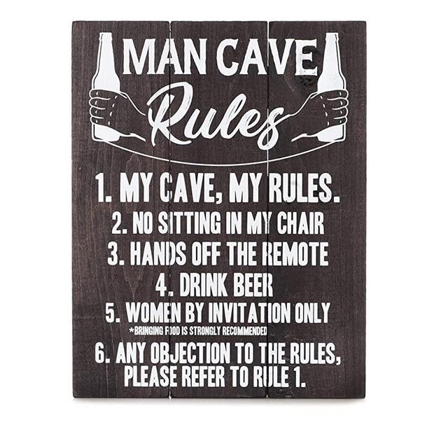 Bella Rosa Home Man Cave Decor - Man Cave Rules Sign - Gifts for Men who Have Everything