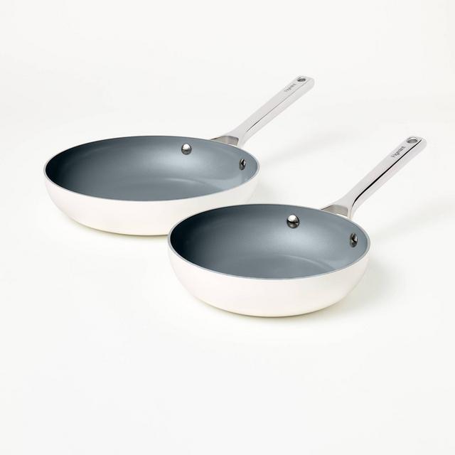 2pk Aluminum Nonstick Frypan Set Cream - Figmint™