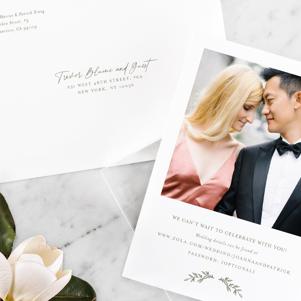 Birchwood Portrait | Khaki Green | Zola Wedding Invitations