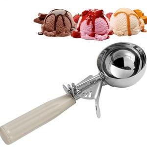 3-3/4 OZ Ice Cream Portion Scoop with Trigger Release Food Disher with Ivory Handle #10 Food Portion Control Scoop Ice Cream Scooper Cookie Scooper for Baking