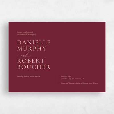 Wine, Red Wedding Invitation - Barnell Landscape