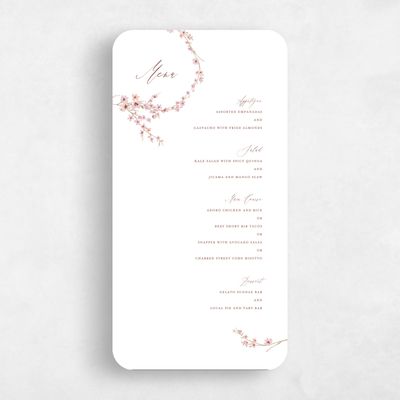 White Rounded Wedding Menu - Sakura