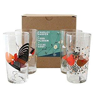 Charley Harper Red Birds Glasses (Box of 4)