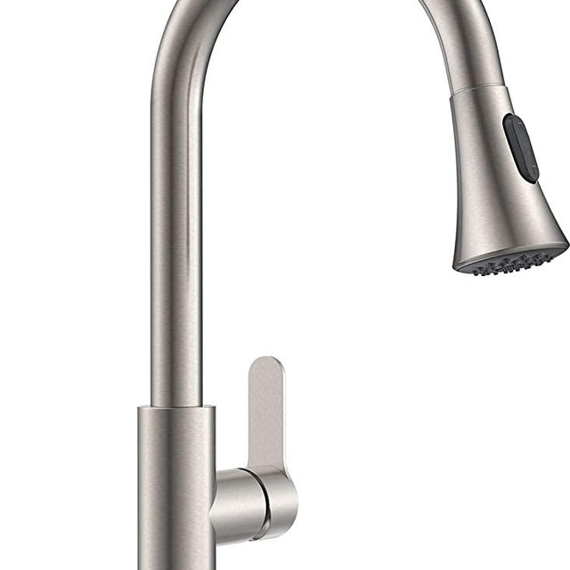 AMAZING FORCE Brushed Nickel Kitchen Faucet with Pull Down Sprayer Kitchen Sink Faucet Single Handle Kitchen Faucet Brushed Nickel Utility Sink Faucet for Laundry Sink Stainless Steel