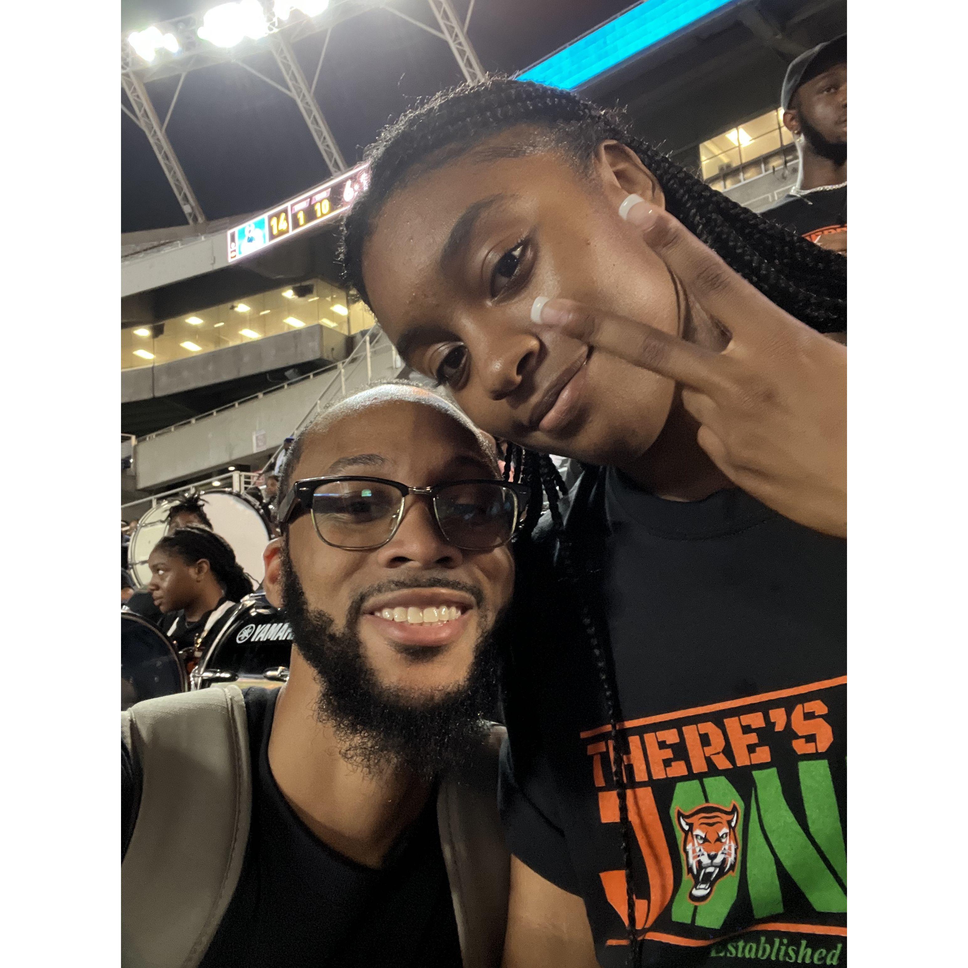 First game as percussion instructors for Jones High School in Orlando, FL