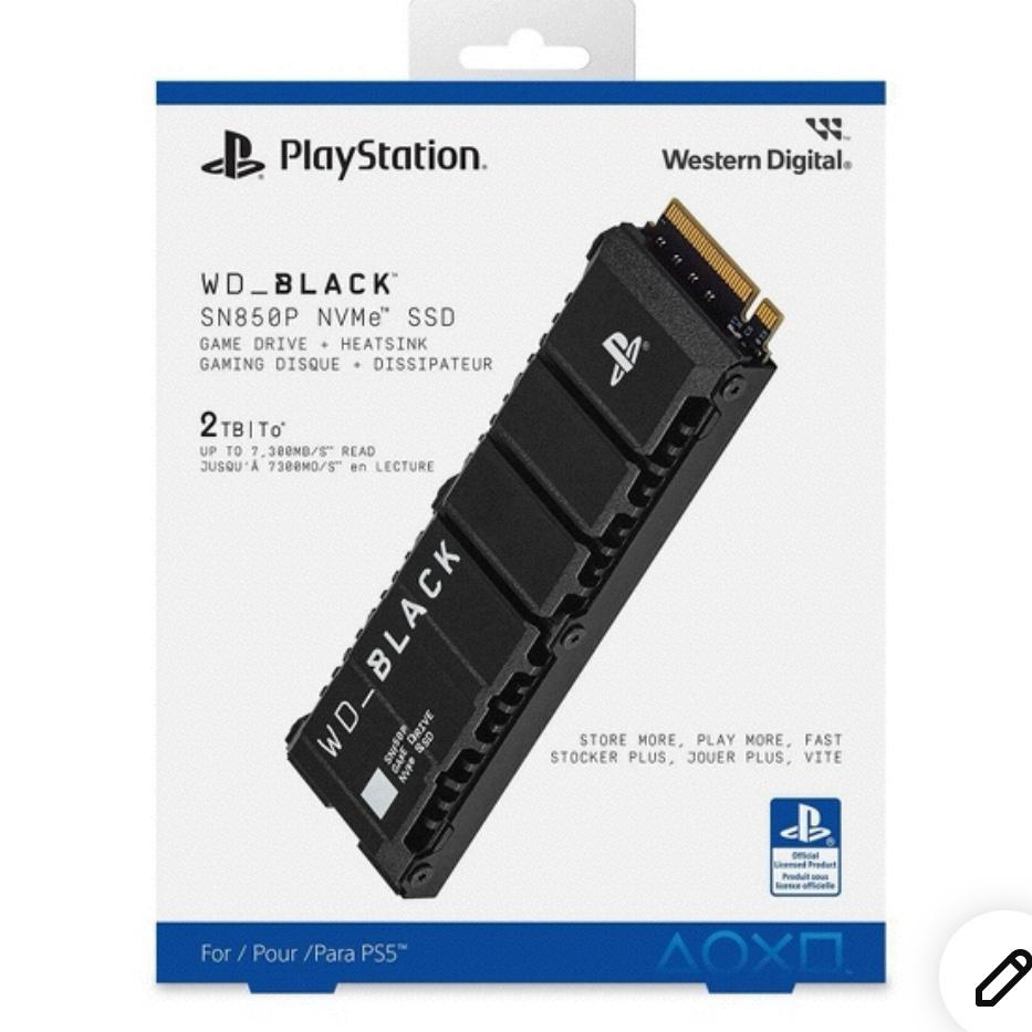 Western Digital 2TB SN850P NVMe M.2 SSD Officially Licensed Storage Expansion for PS5 Consoles, up to 7,300MB/s, with heatsink - WDBBYV0020BNC-WRSN