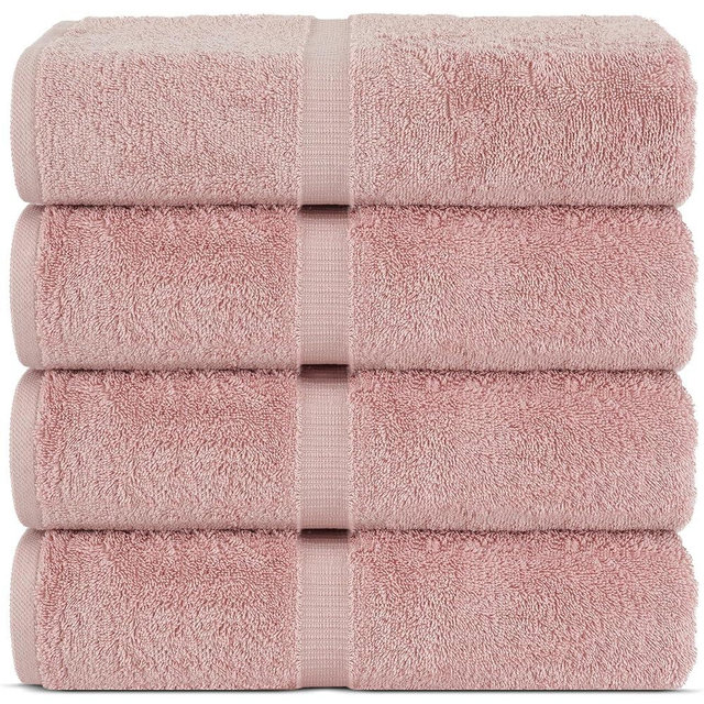 Chakir Turkish Linens 100% Cotton Premium Turkish Towels for Bathroom | 30'' x 60'' Large Bath Towels (4 Piece, Pink)