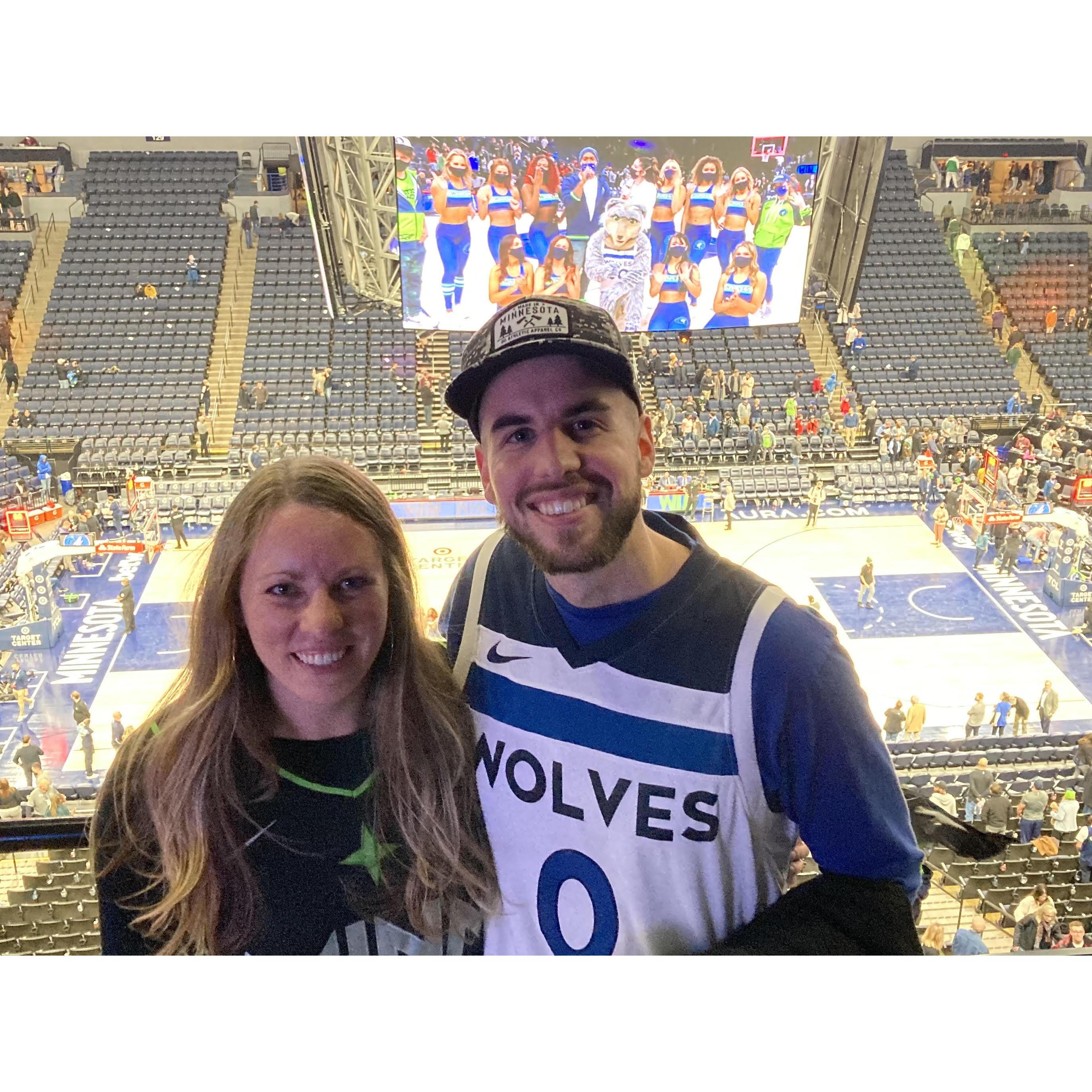 Our first photo together @ The Wolves game (MN, 2021)!
