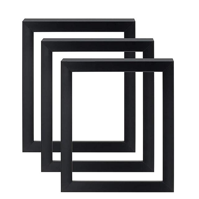9x12 Gotham Black Stretched Canvas Art Frame - 1-5/8" Deep Open Air Professional Gallery Quality for Paintings Made in USA - Set of 3 Midnight Black Finish - [9" x 12"]
